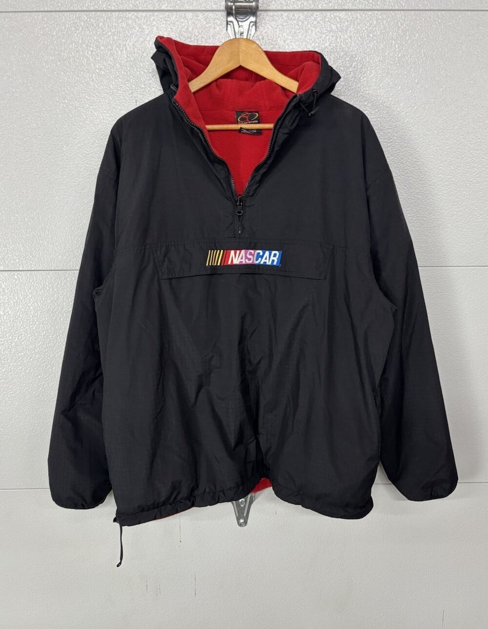 Nascar Racing Nylon Fleece Lined Pullover Jacket With Front Pocket Vintage 90s